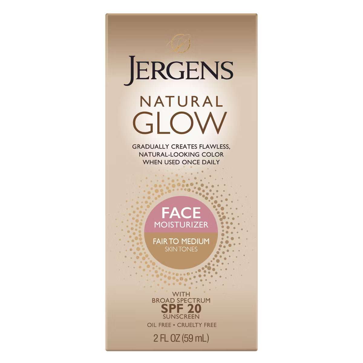 Jergens Natural Glow -Autobronceador facial  con protector solar diario - FPS 20