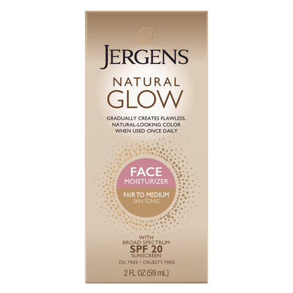 Jergens Natural Glow -Autobronceador facial  con protector solar diario - FPS 20