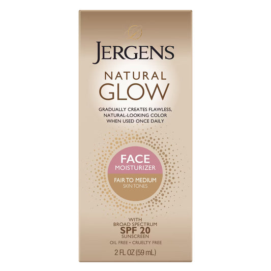 Jergens Natural Glow -Autobronceador facial  con protector solar diario - FPS 20